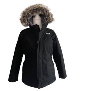 The North Face Kids Black Puffer Jacket with Fur Hood